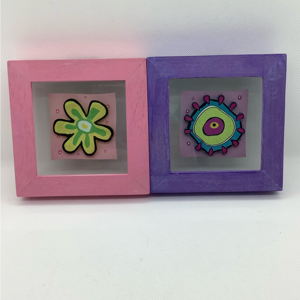 Girly Wall Decor 2 decorative shadow boxes 5x5